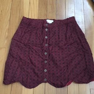 Maroon print tulip skirt